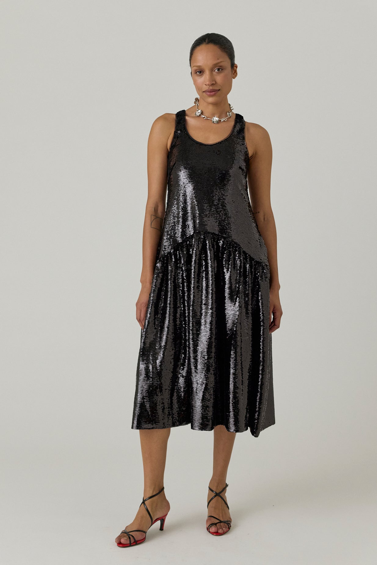 Tapered Back Flounce Dress