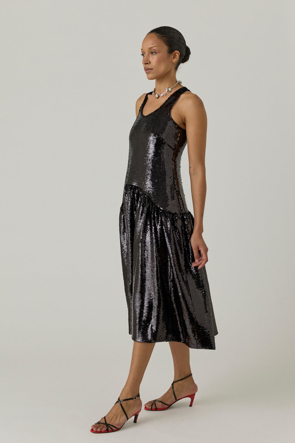Tapered Back Flounce Dress