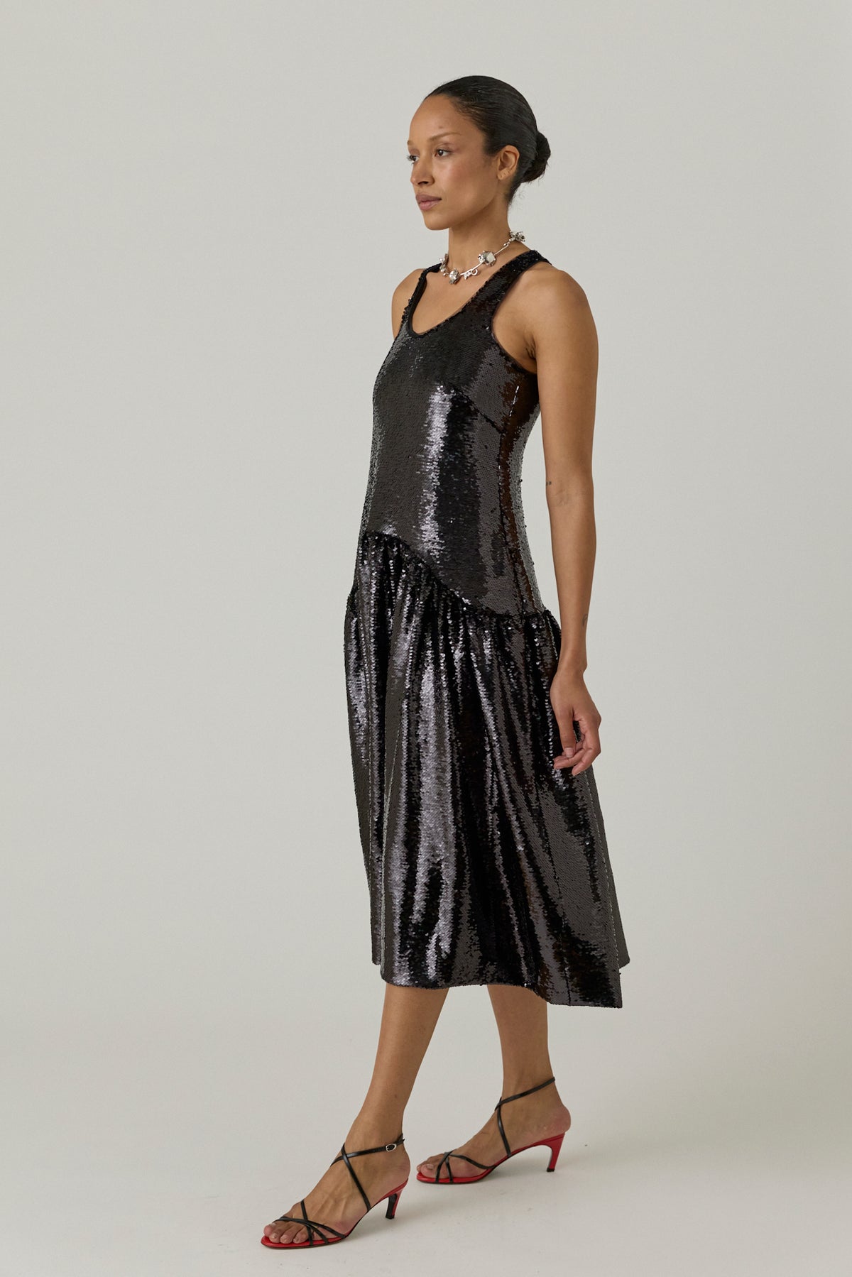 Tapered Back Flounce Dress