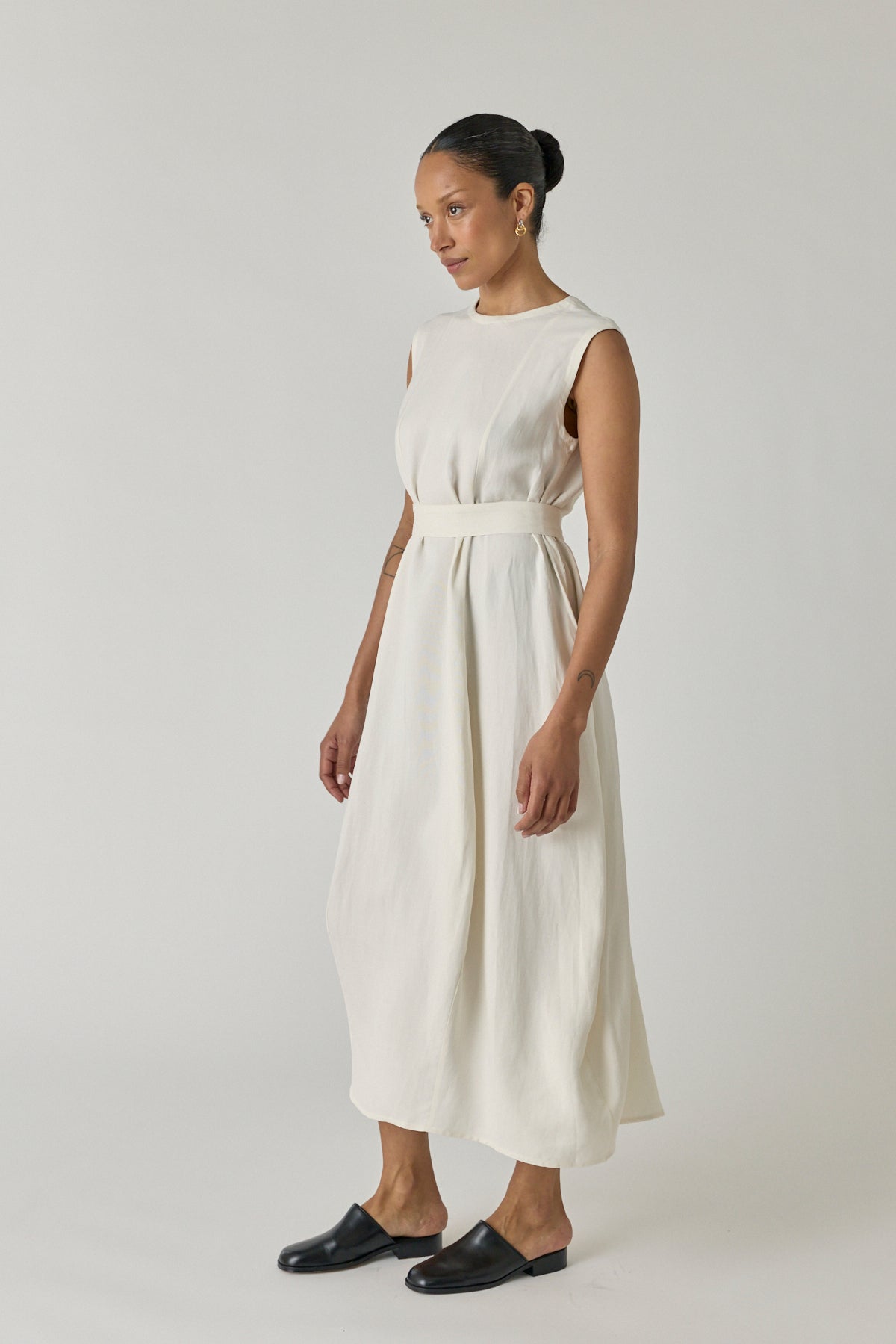 Wide Strap Volume Dress - Chalk