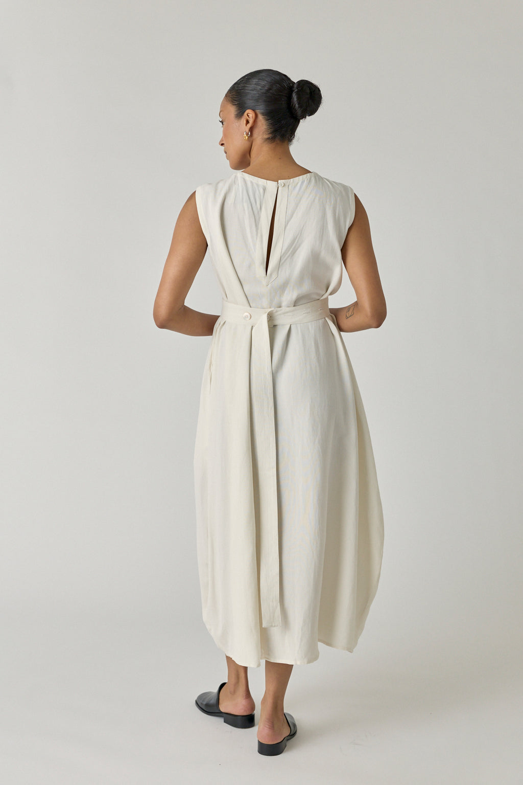 Wide Strap Volume Dress - Chalk