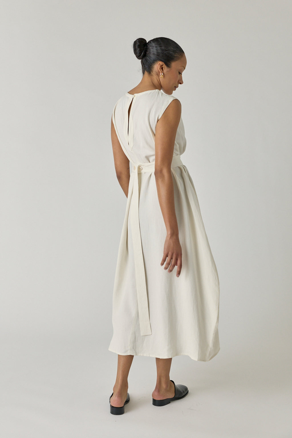 Wide Strap Volume Dress - Chalk
