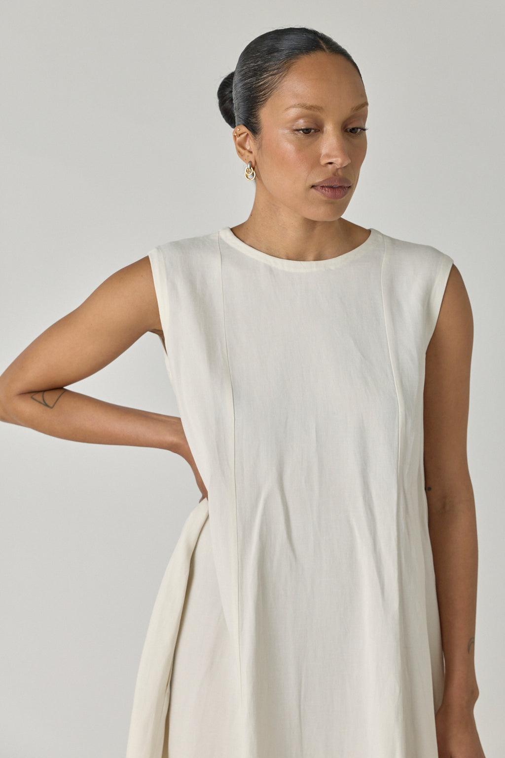 Wide Strap Volume Dress - Chalk