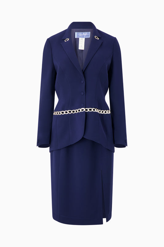 Thierry Mugler Blue Suit with Chains