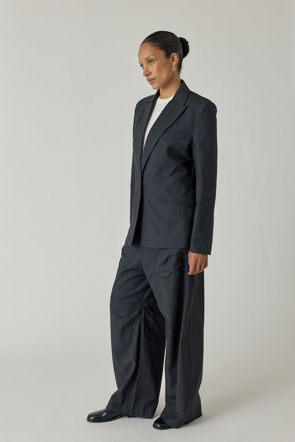 Unisex Pinstripe Simple Blazer