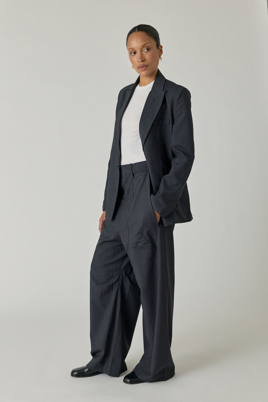 Unisex Pinstripe Simple Blazer
