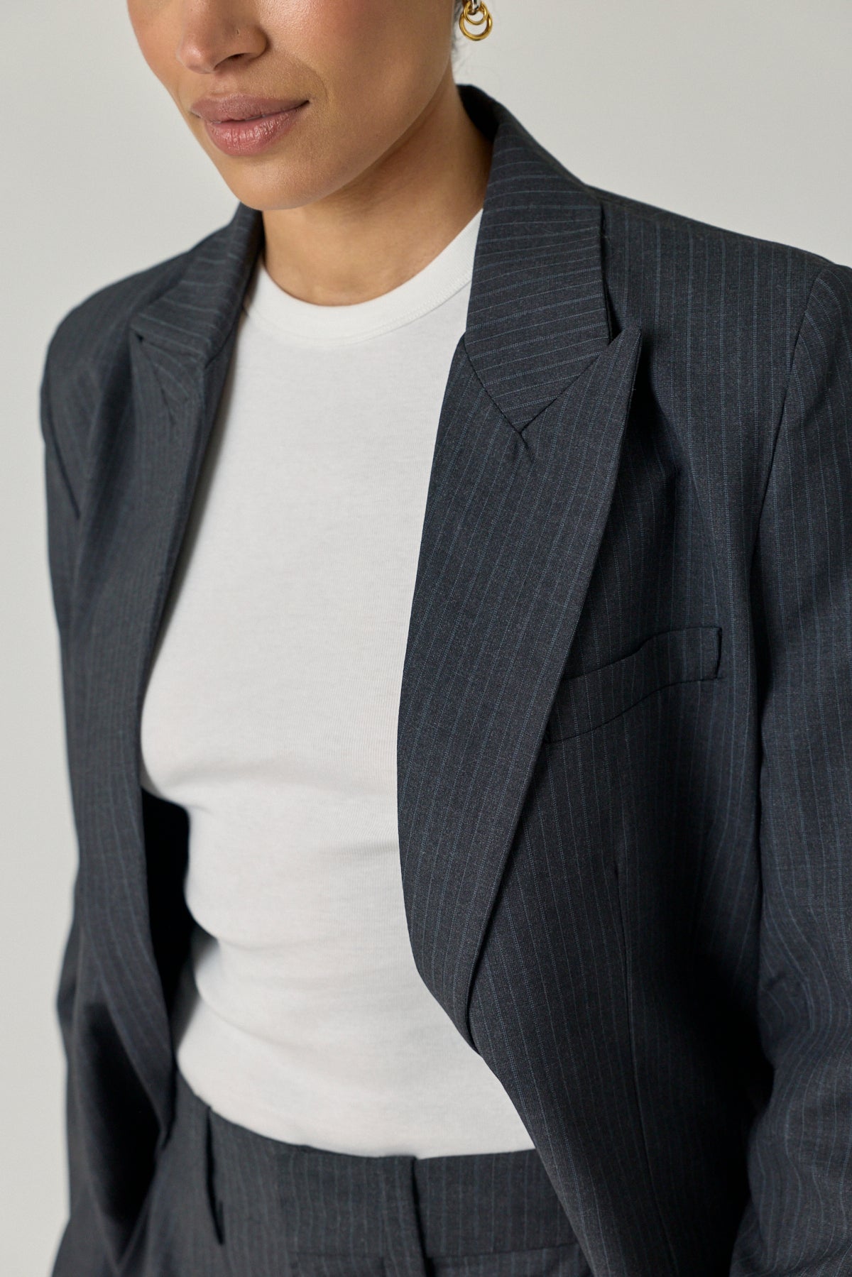 Unisex Pinstripe Simple Blazer