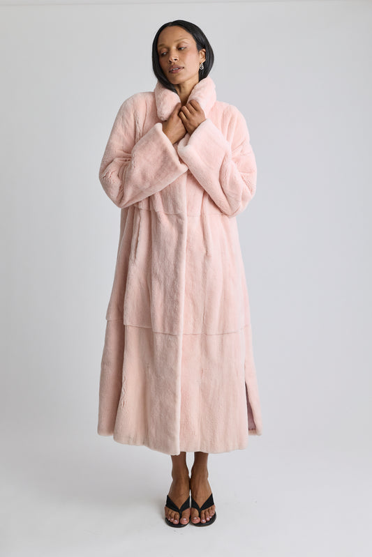 Saga Mink Pink Sheared Mink Coat