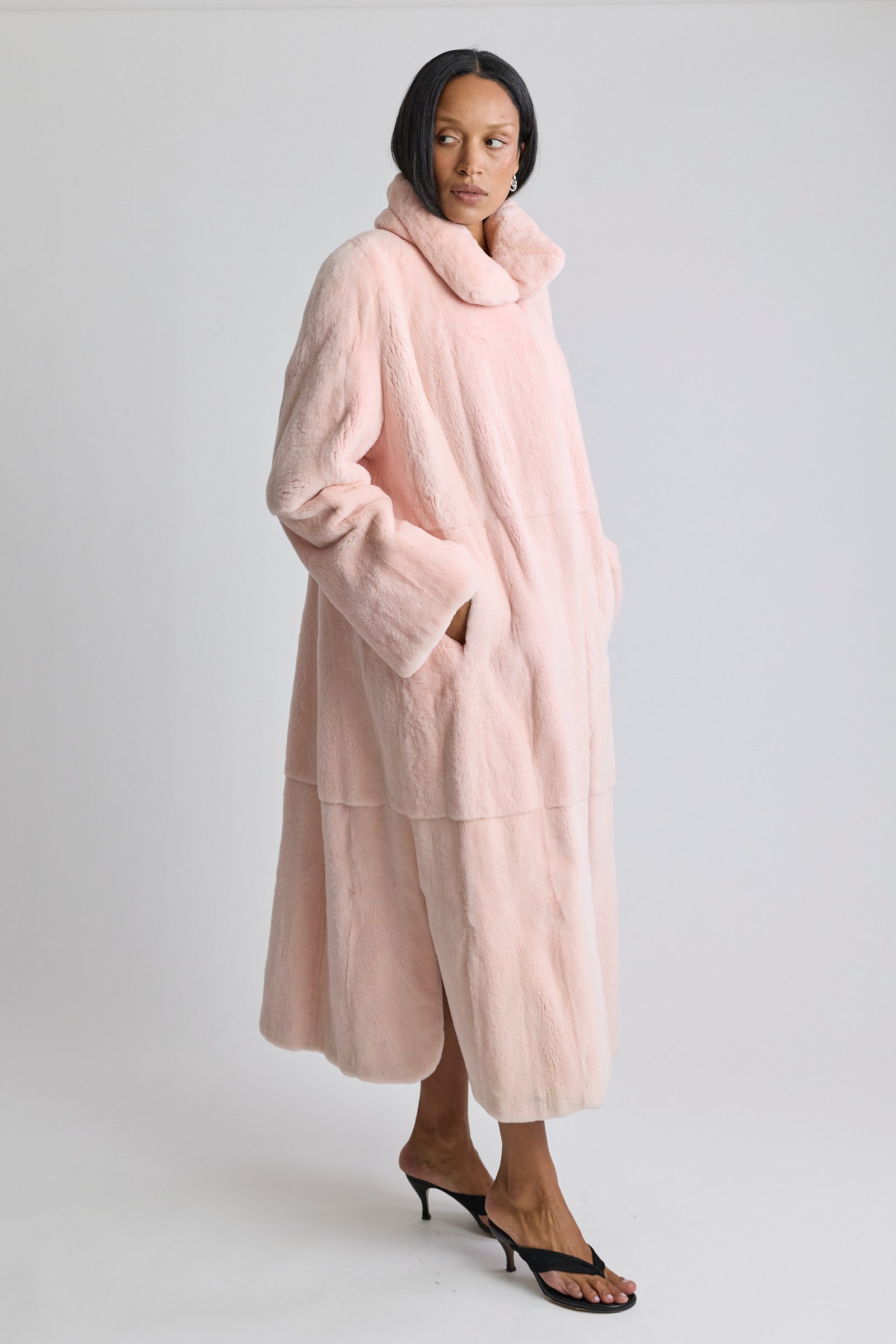 Saga Mink Pink Sheared Mink Coat