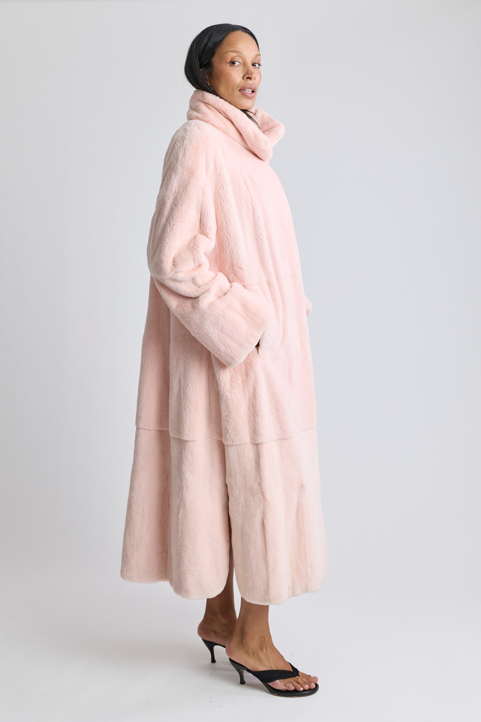Saga Mink Pink Sheared Mink Coat