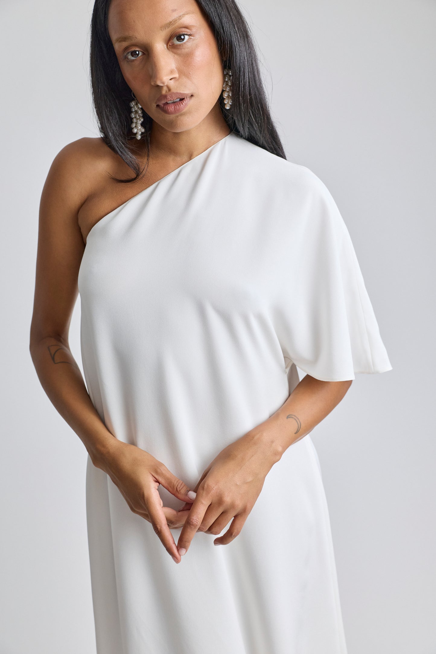 Christian Dior White One Shoulder Dress