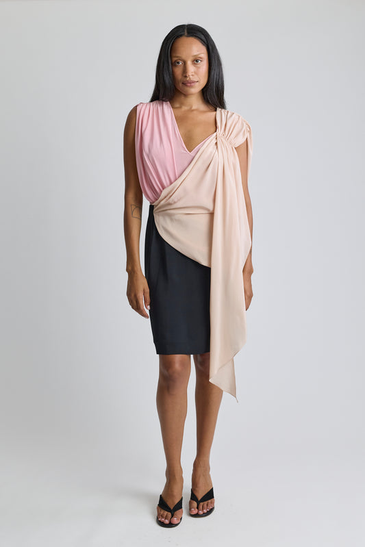 Vionnet Silk Colourblock Mini Dress