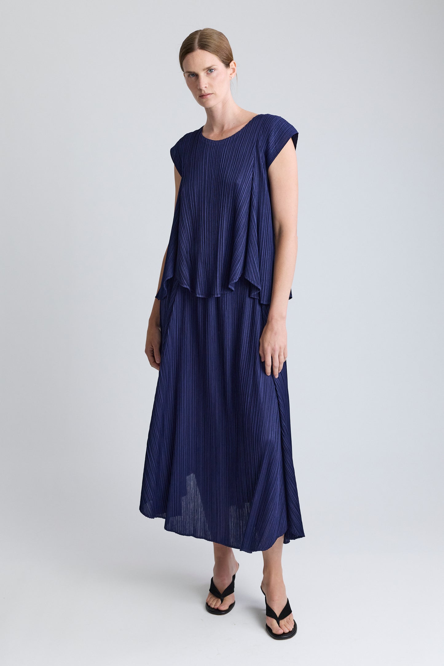 PLEATS PLEASE ISSEY MIYAKE Navy Plissé Skirt Set
