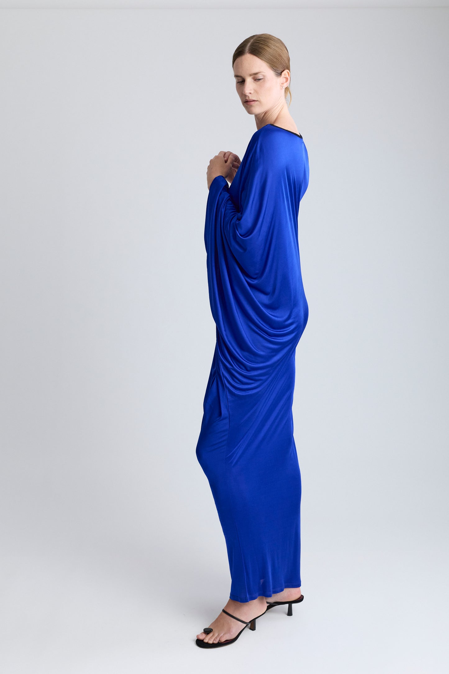 Krizia Asymmetrical Satin Maxi Dress