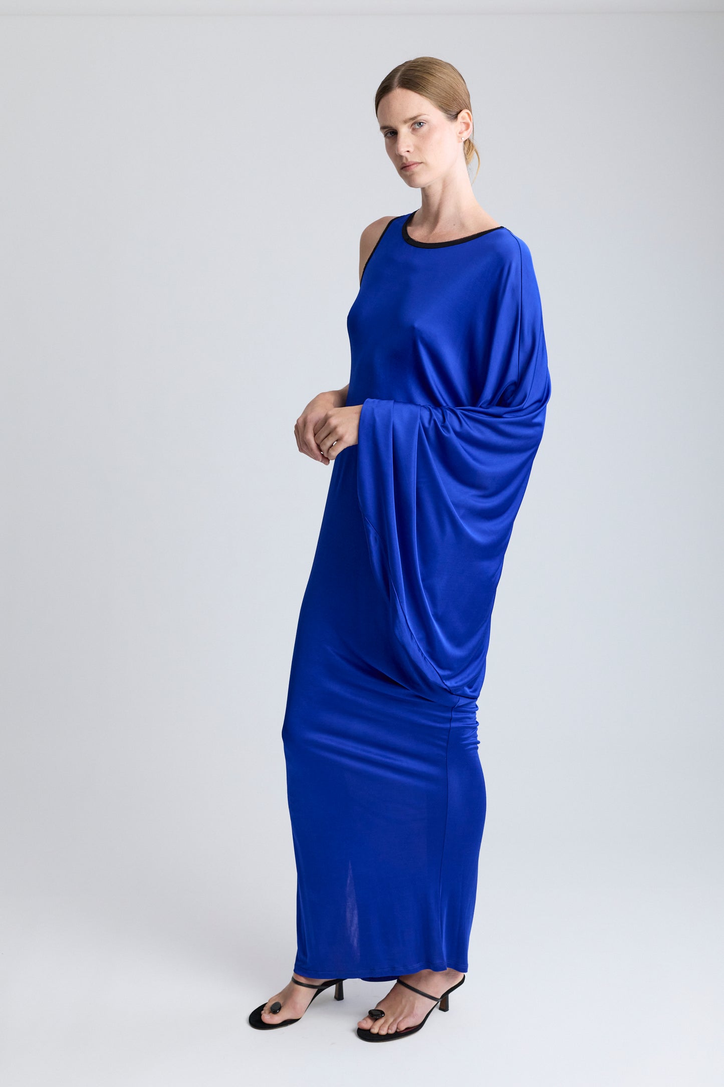Krizia Asymmetrical Satin Maxi Dress