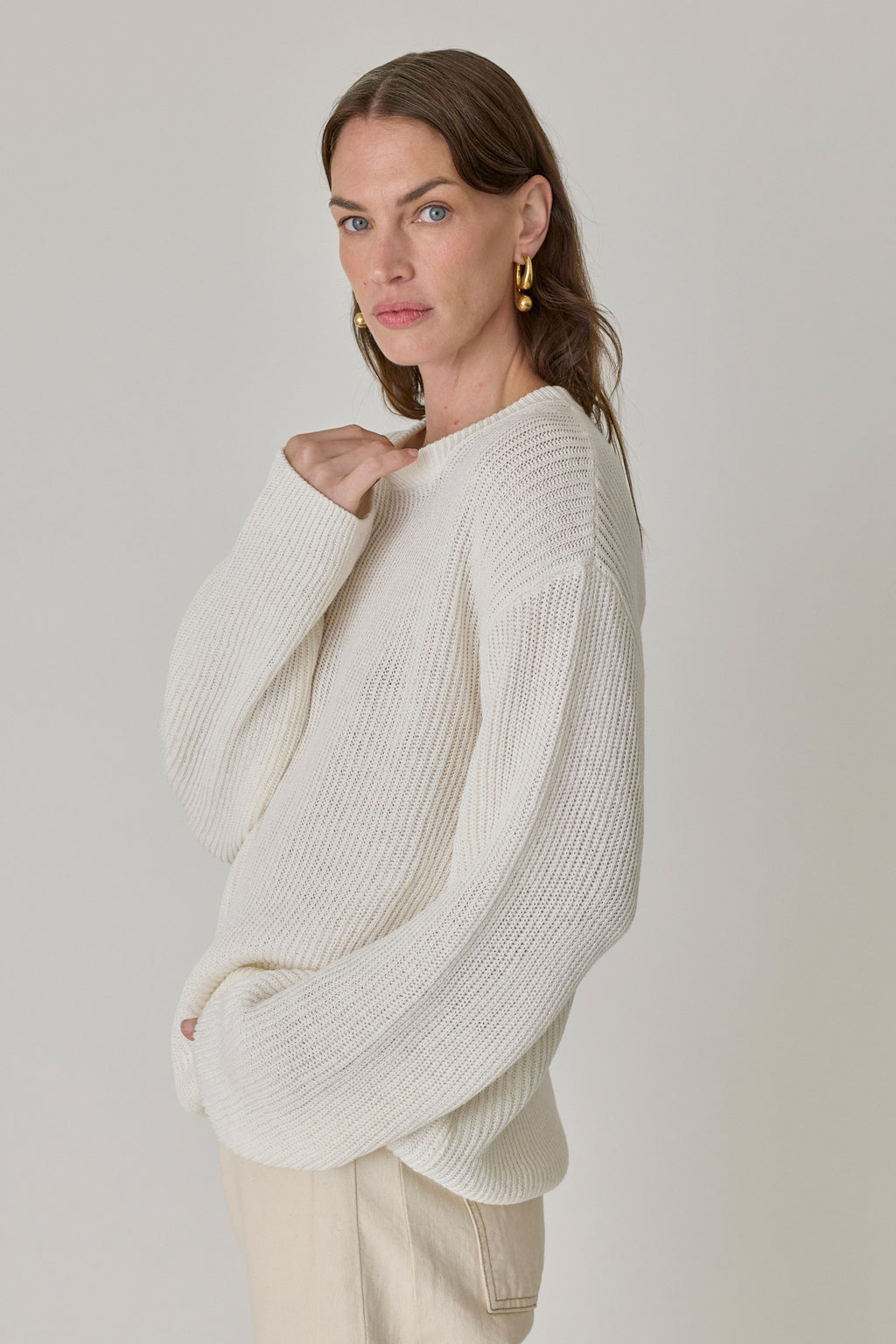 Draped Crew Knit Sweater