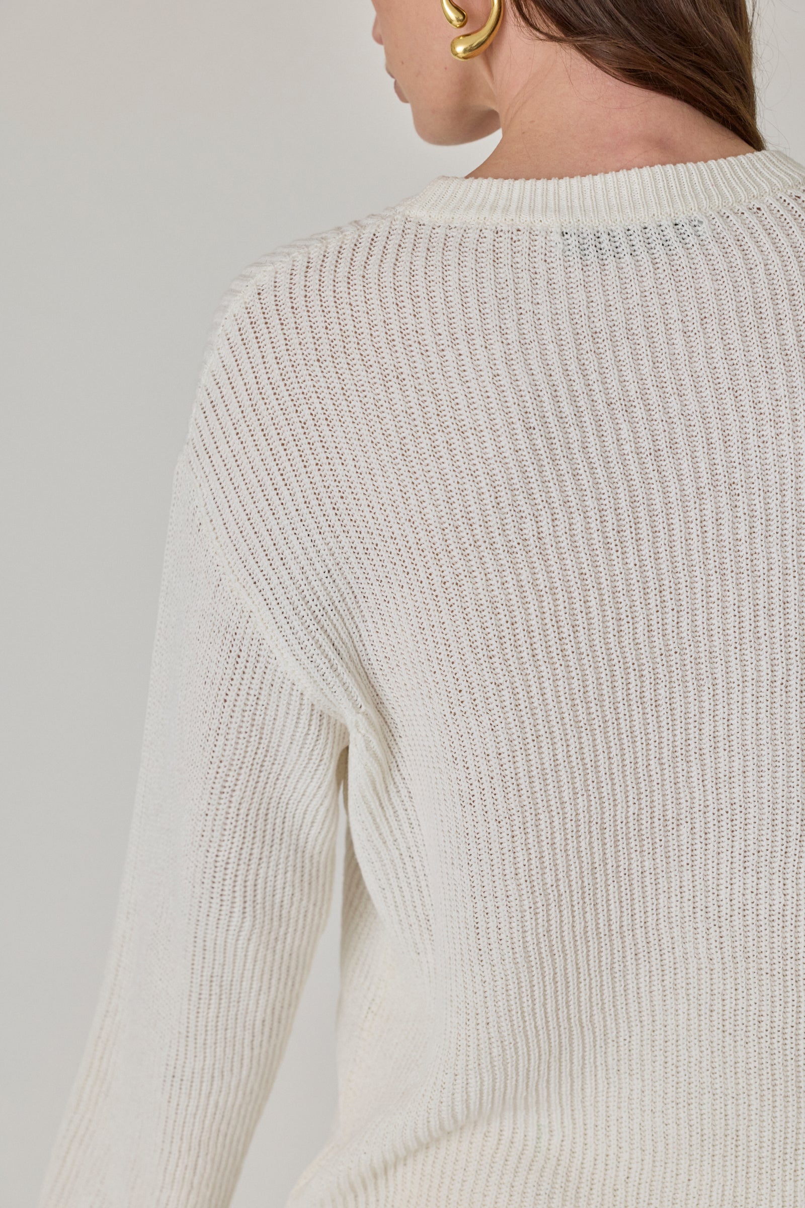 Draped Crew Knit Sweater