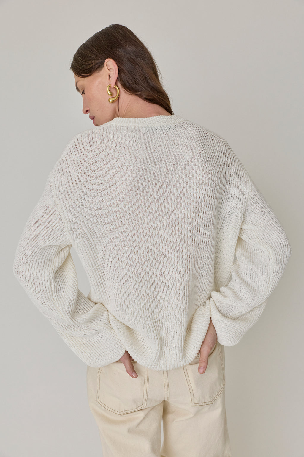 Draped Crew Knit Sweater