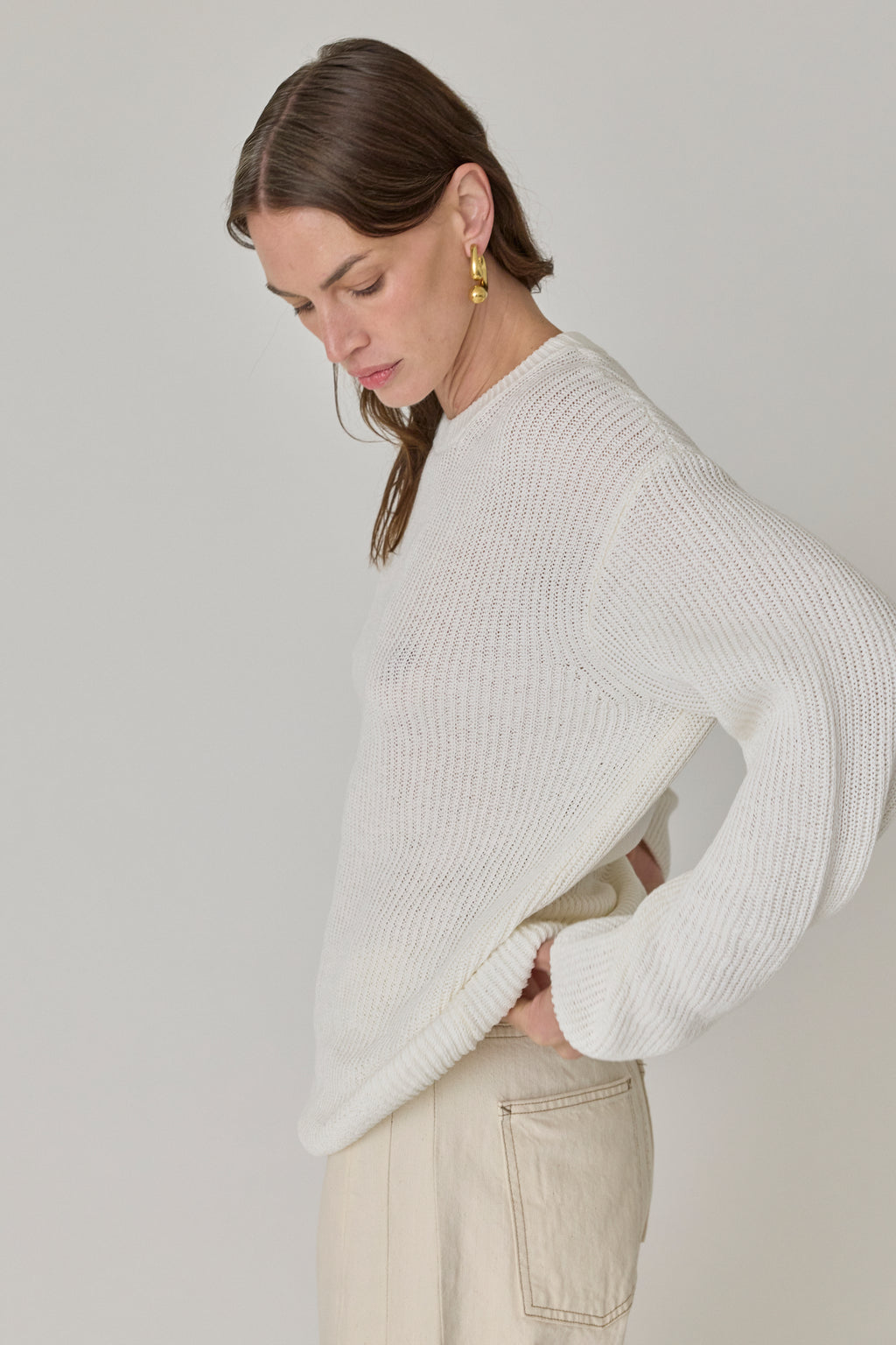 Draped Crew Knit Sweater