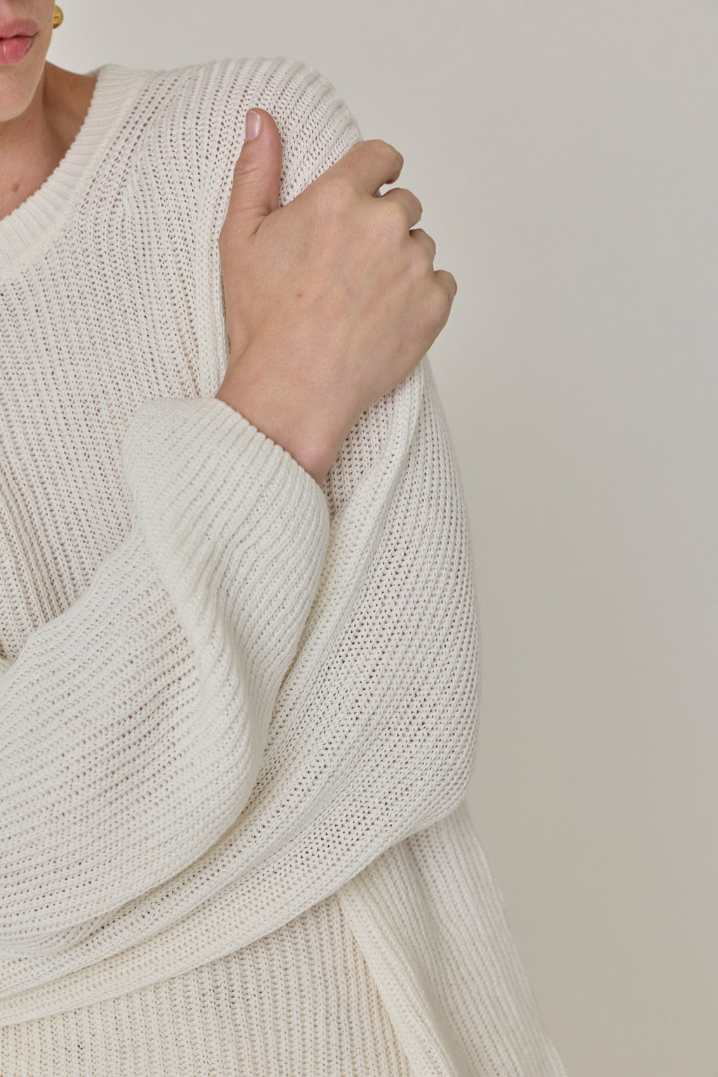 Draped Crew Knit Sweater