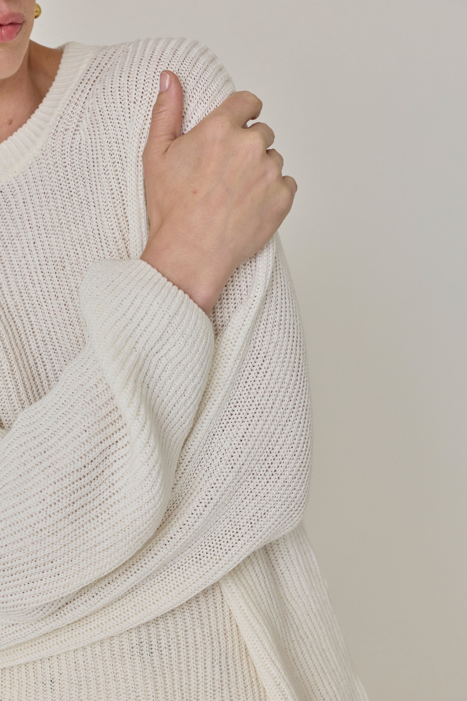 Draped Crew Knit Sweater