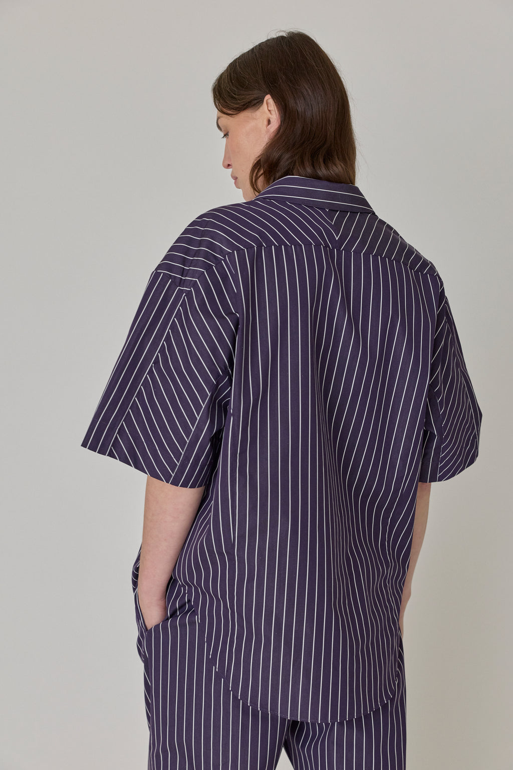 Short Sleeve Shirt - Navy/White Stripe