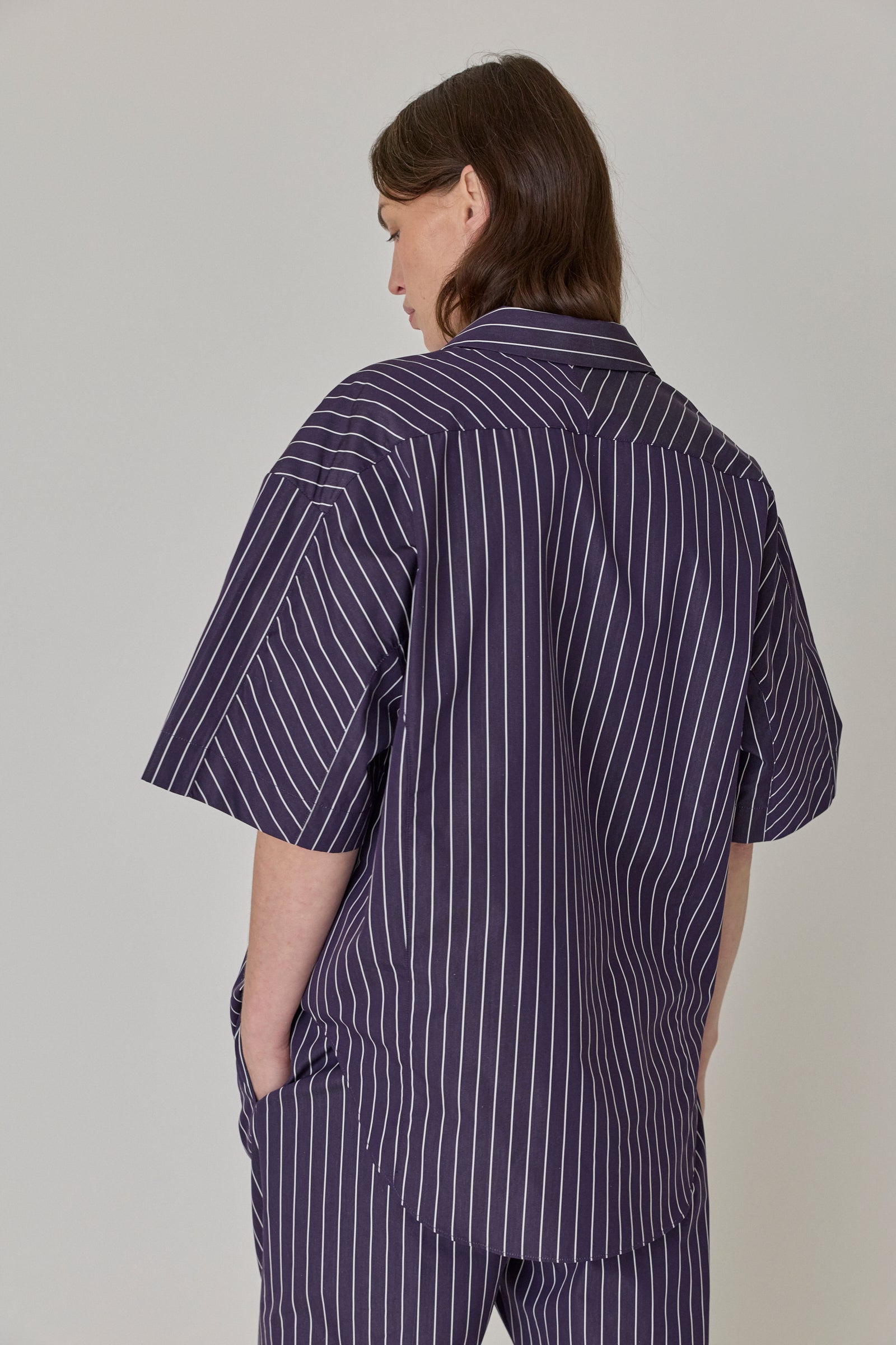 Short Sleeve Shirt - Navy/White Stripe