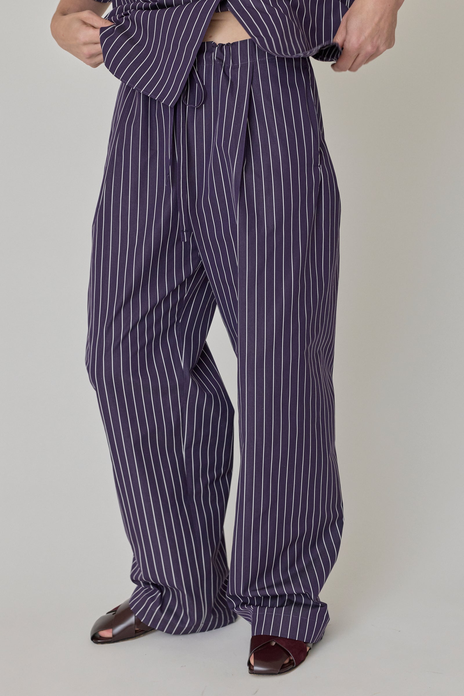 Drawcord Pant - Navy/White Stripe
