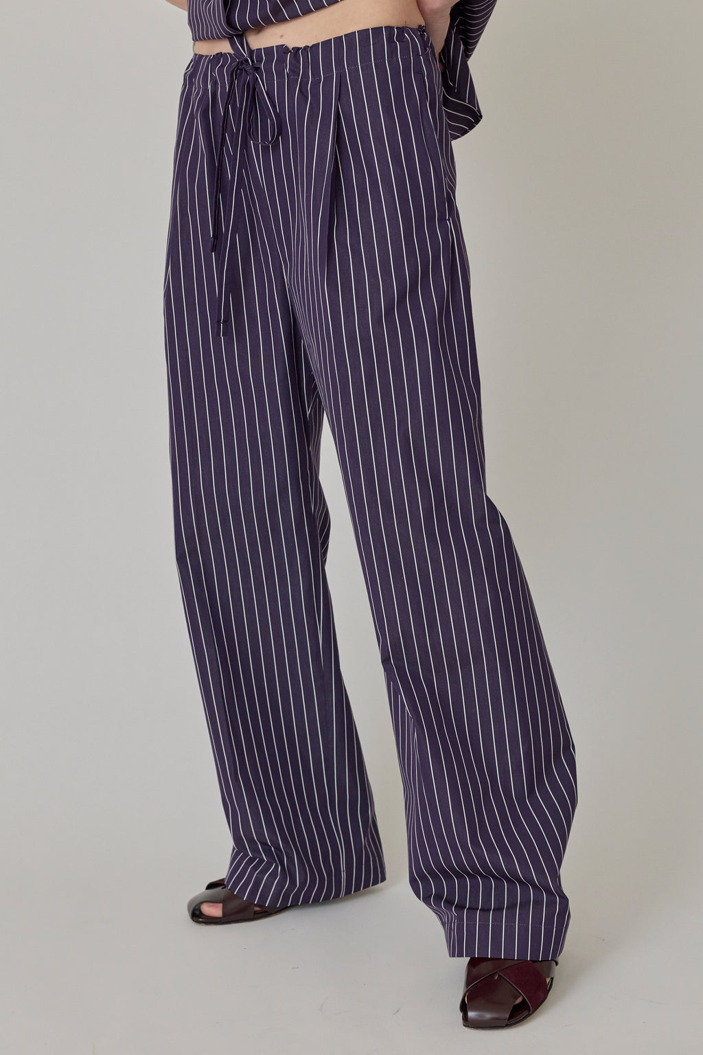 Drawcord Pant - Navy/White Stripe
