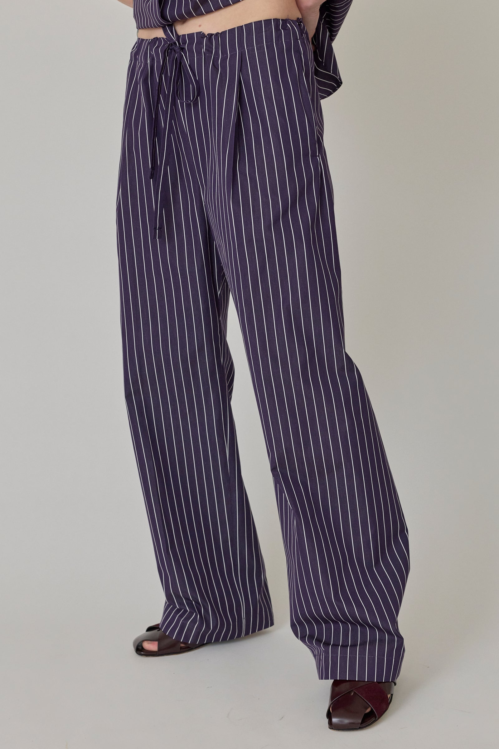 Drawcord Pant - Navy/White Stripe