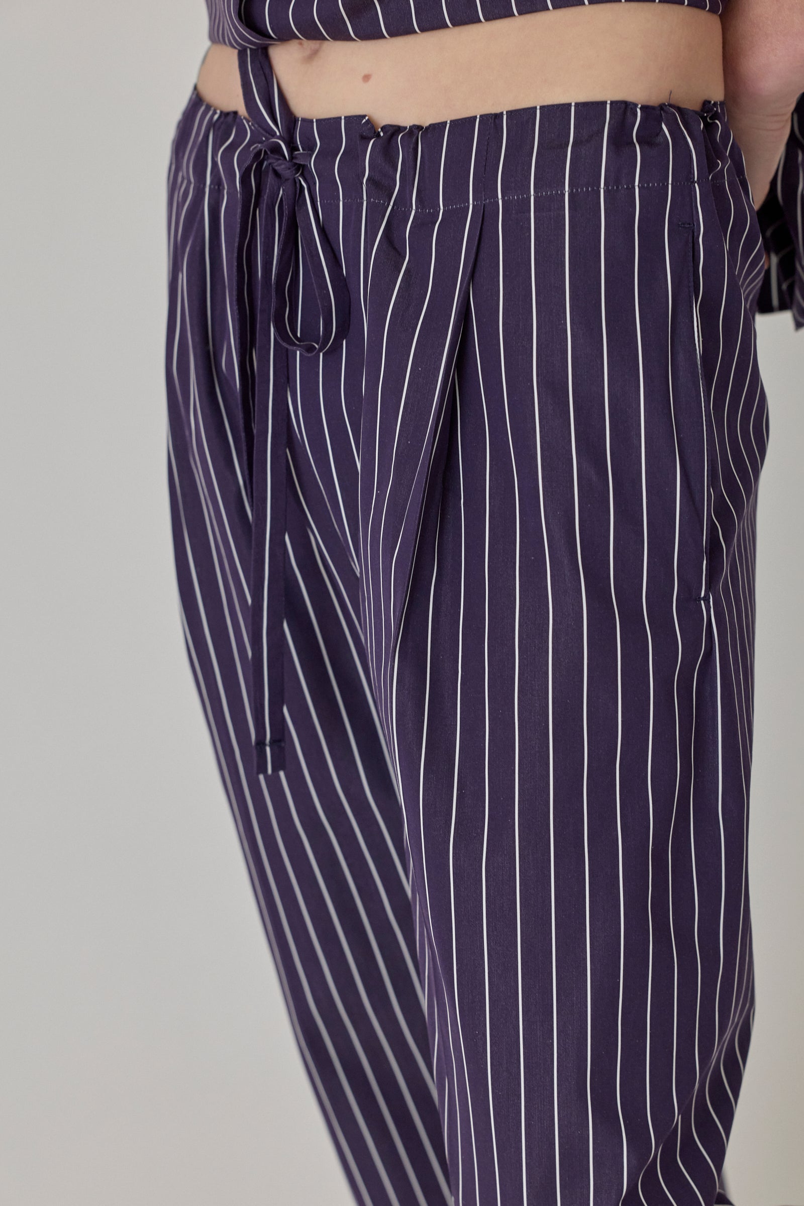 Drawcord Pant - Navy/White Stripe