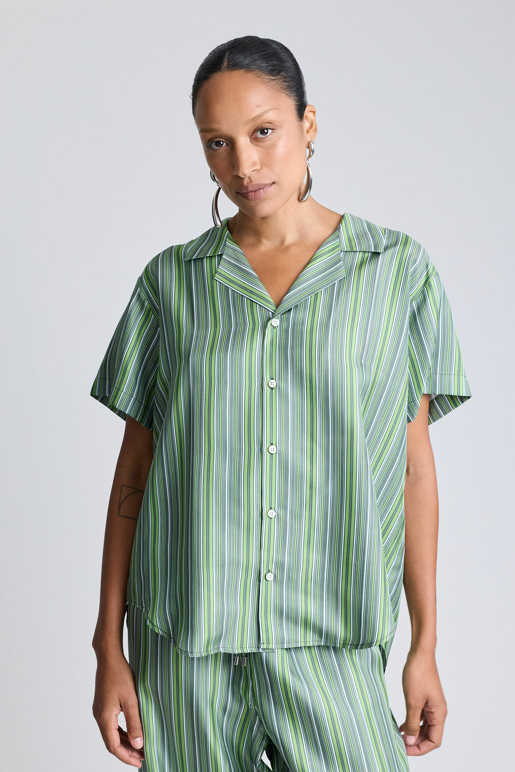 Silk Notched Collar Shirt - Abruzzo Stripe