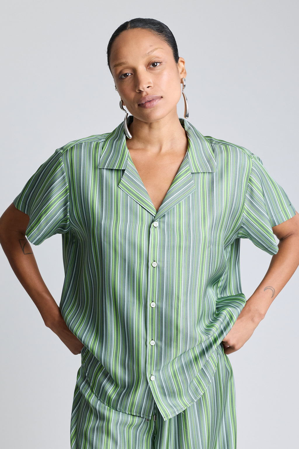 Silk Notched Collar Shirt - Abruzzo Stripe