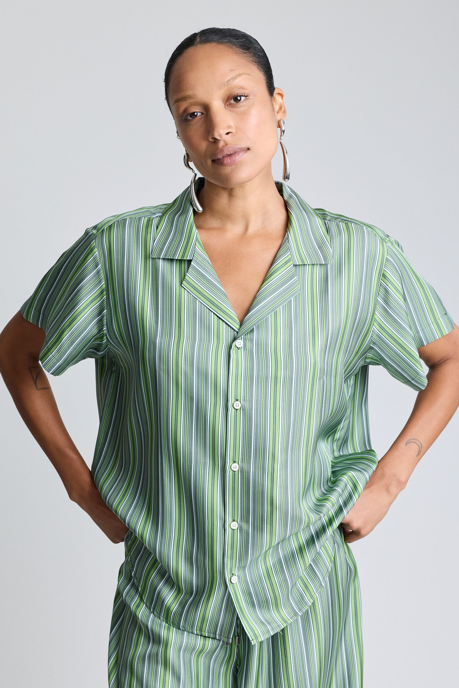 Silk Notched Collar Shirt - Abruzzo Stripe