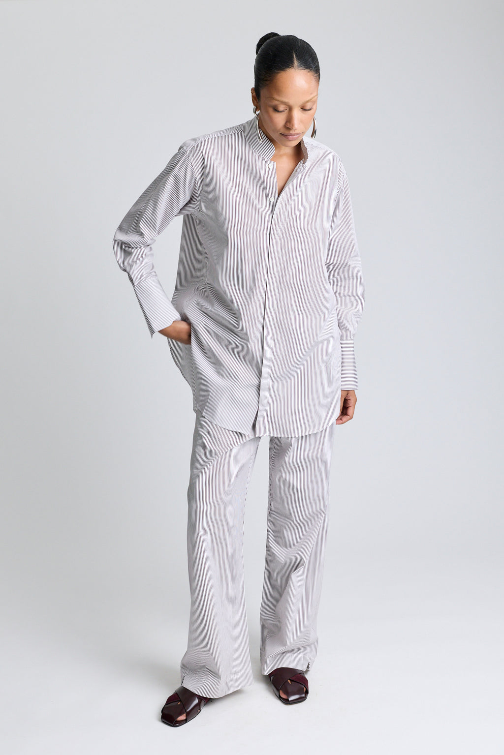 Mandarin Collar Tunic - Sorrento Stripe
