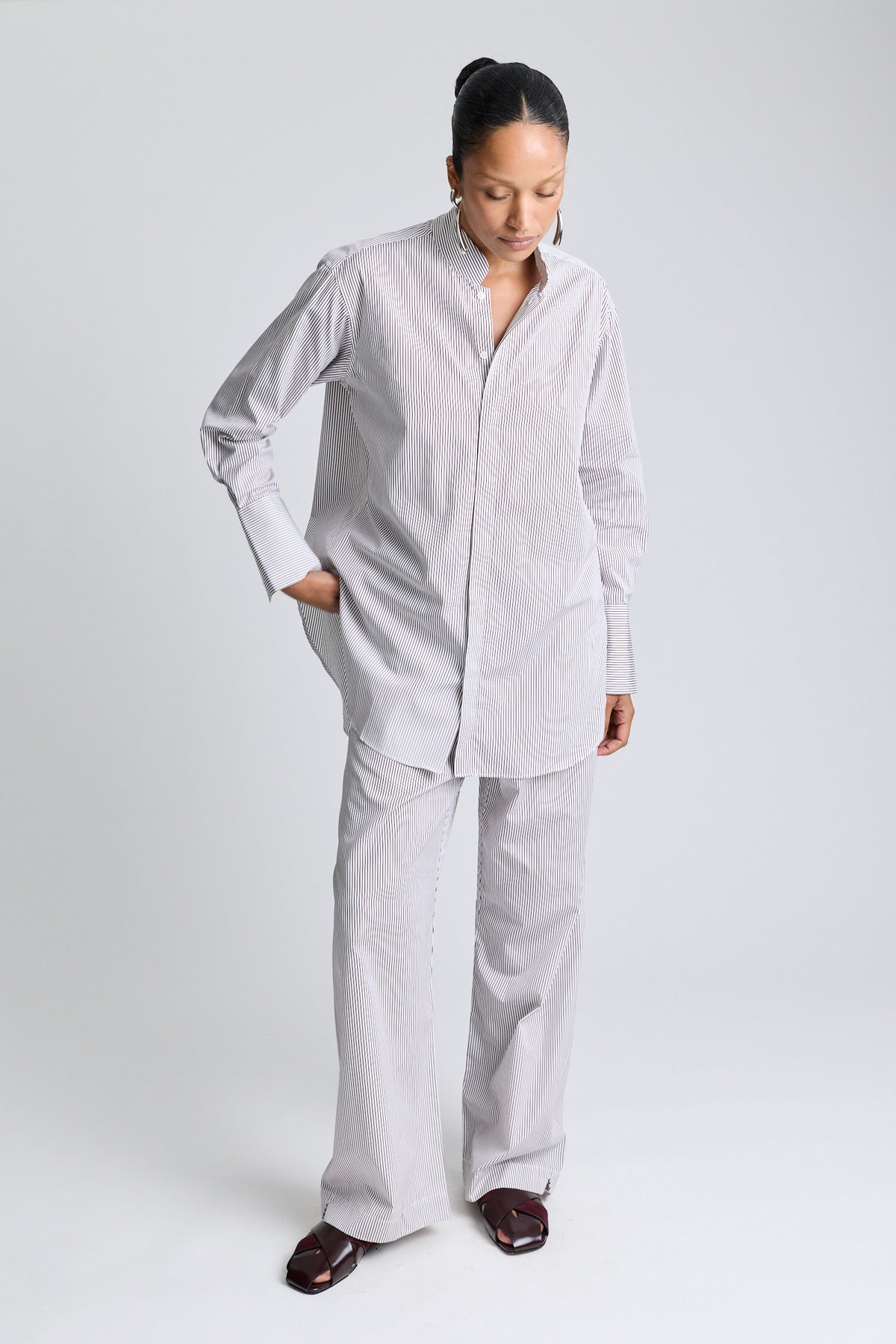 Mandarin Collar Tunic - Sorrento Stripe