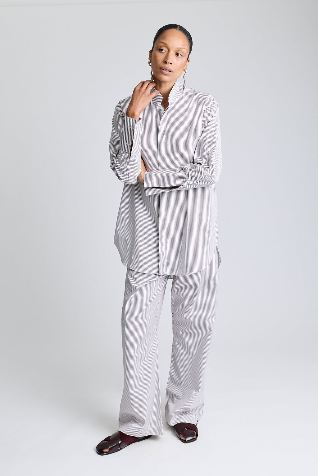 Mandarin Collar Tunic - Sorrento Stripe