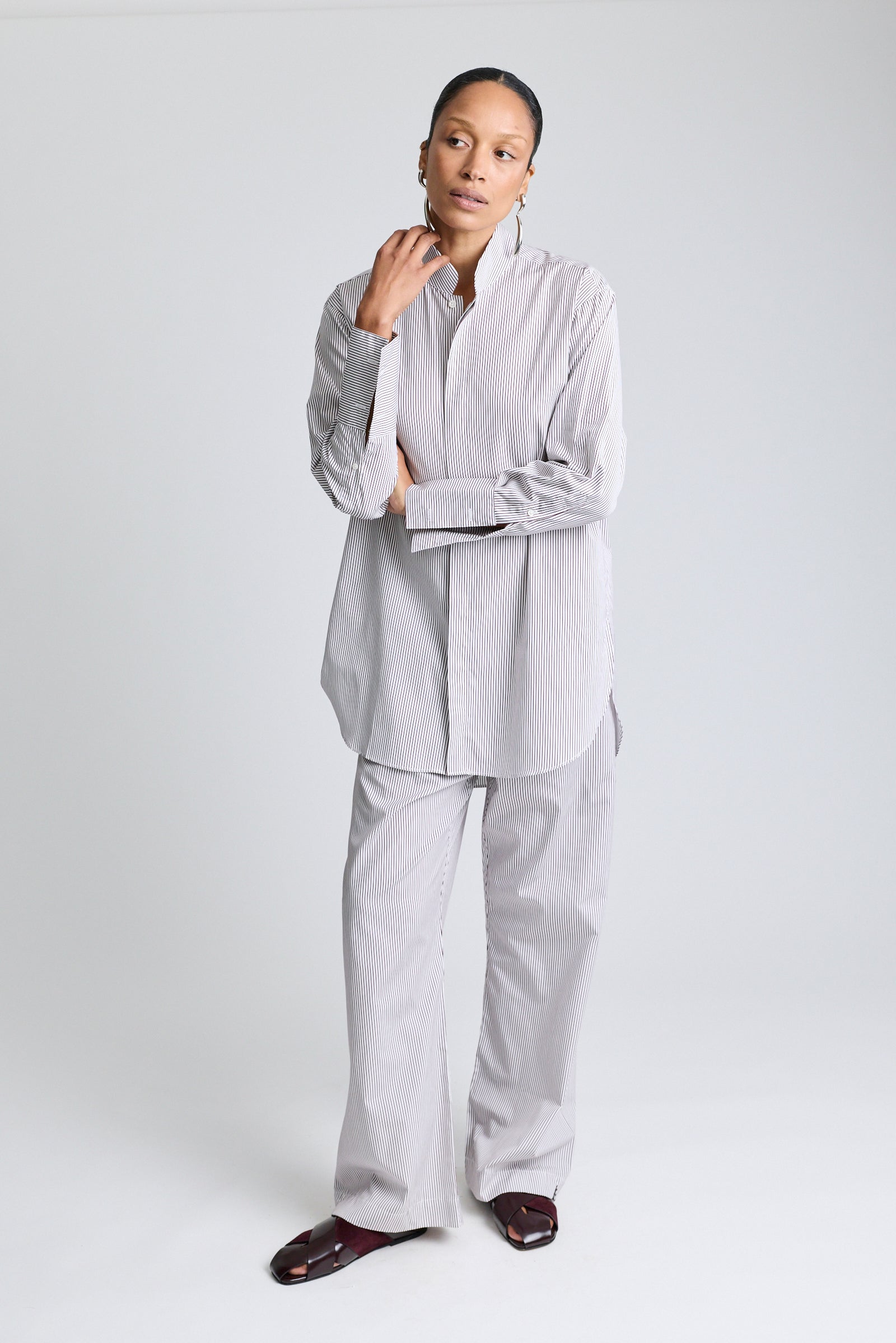 Mandarin Collar Tunic - Sorrento Stripe