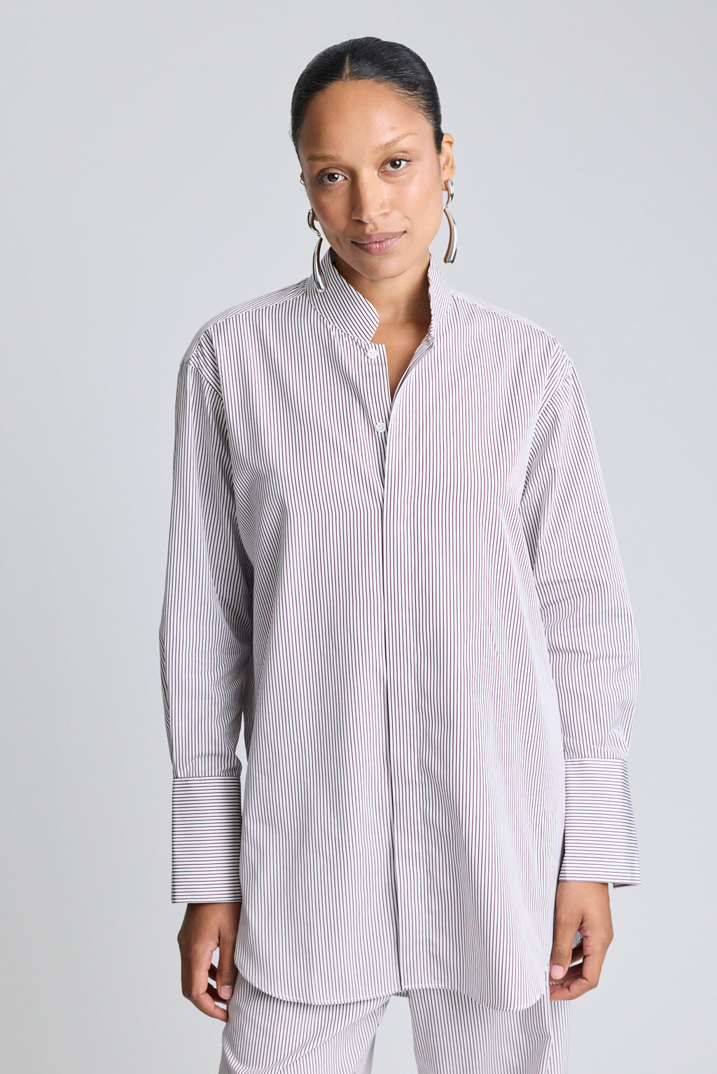 Mandarin Collar Tunic - Sorrento Stripe