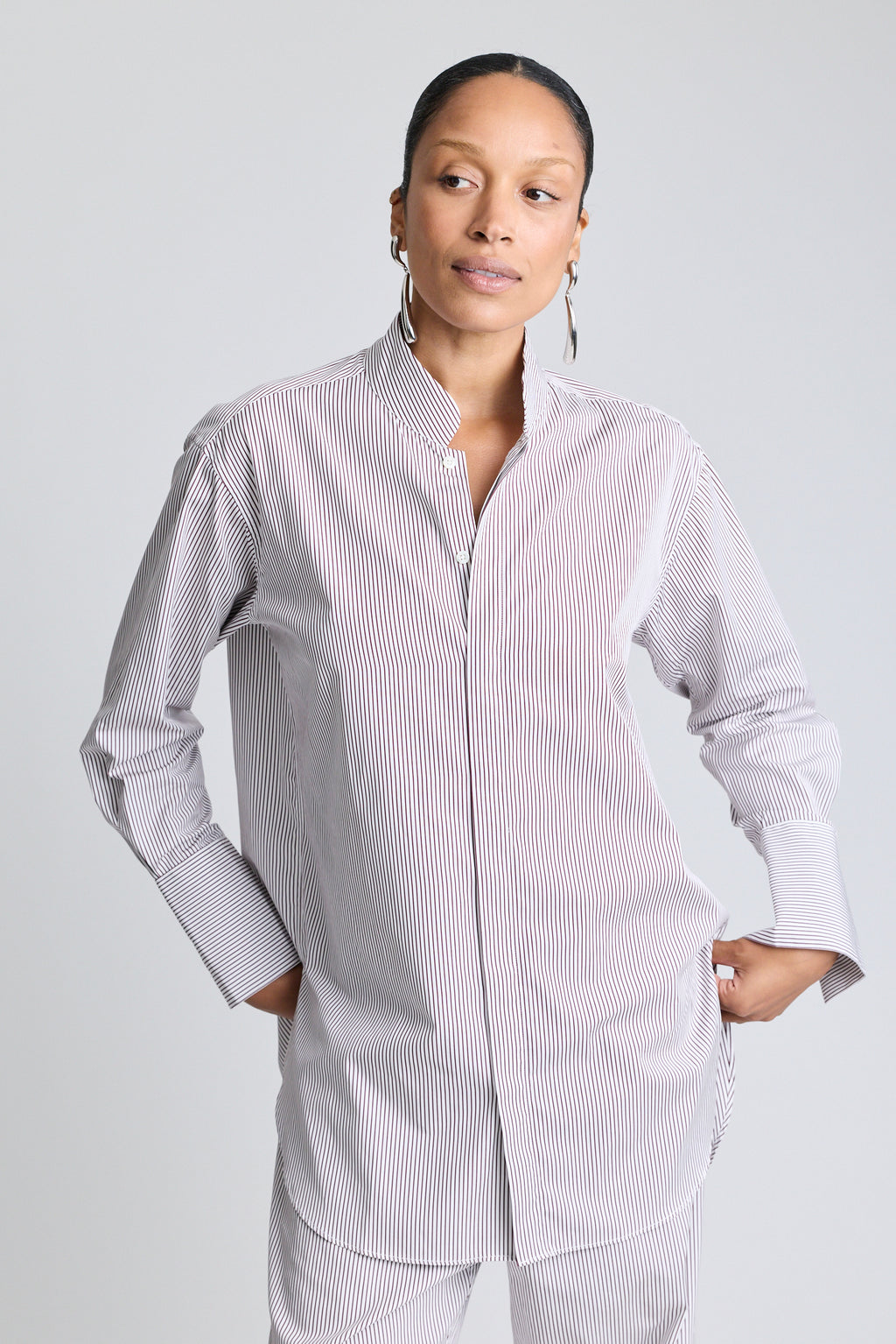 Mandarin Collar Tunic - Sorrento Stripe