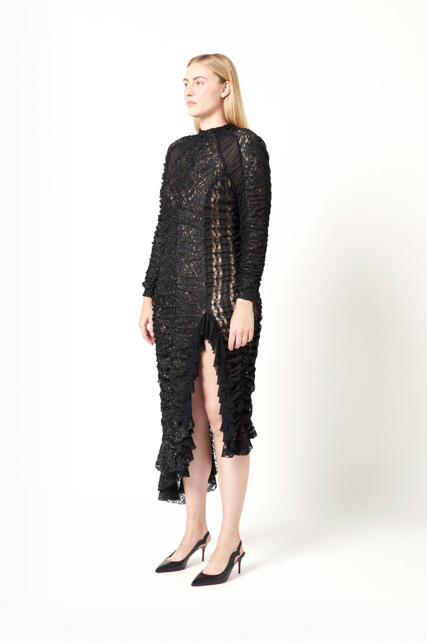 Multi-lace Ruched Dress