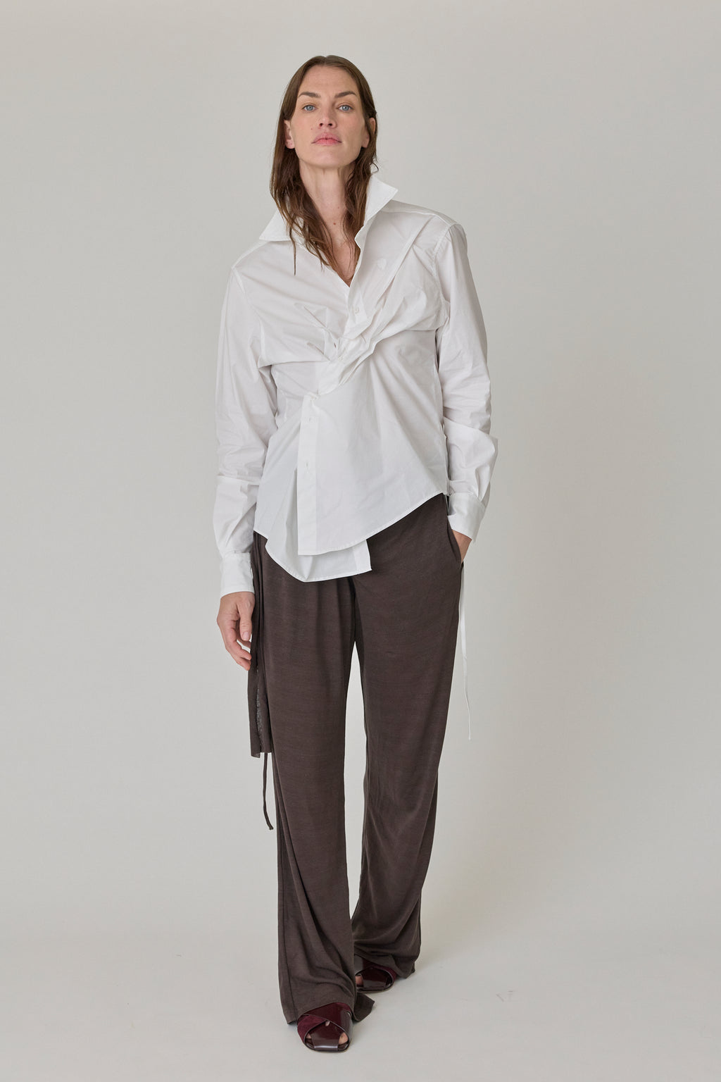 Twisted-Pleat Tailored Shirt