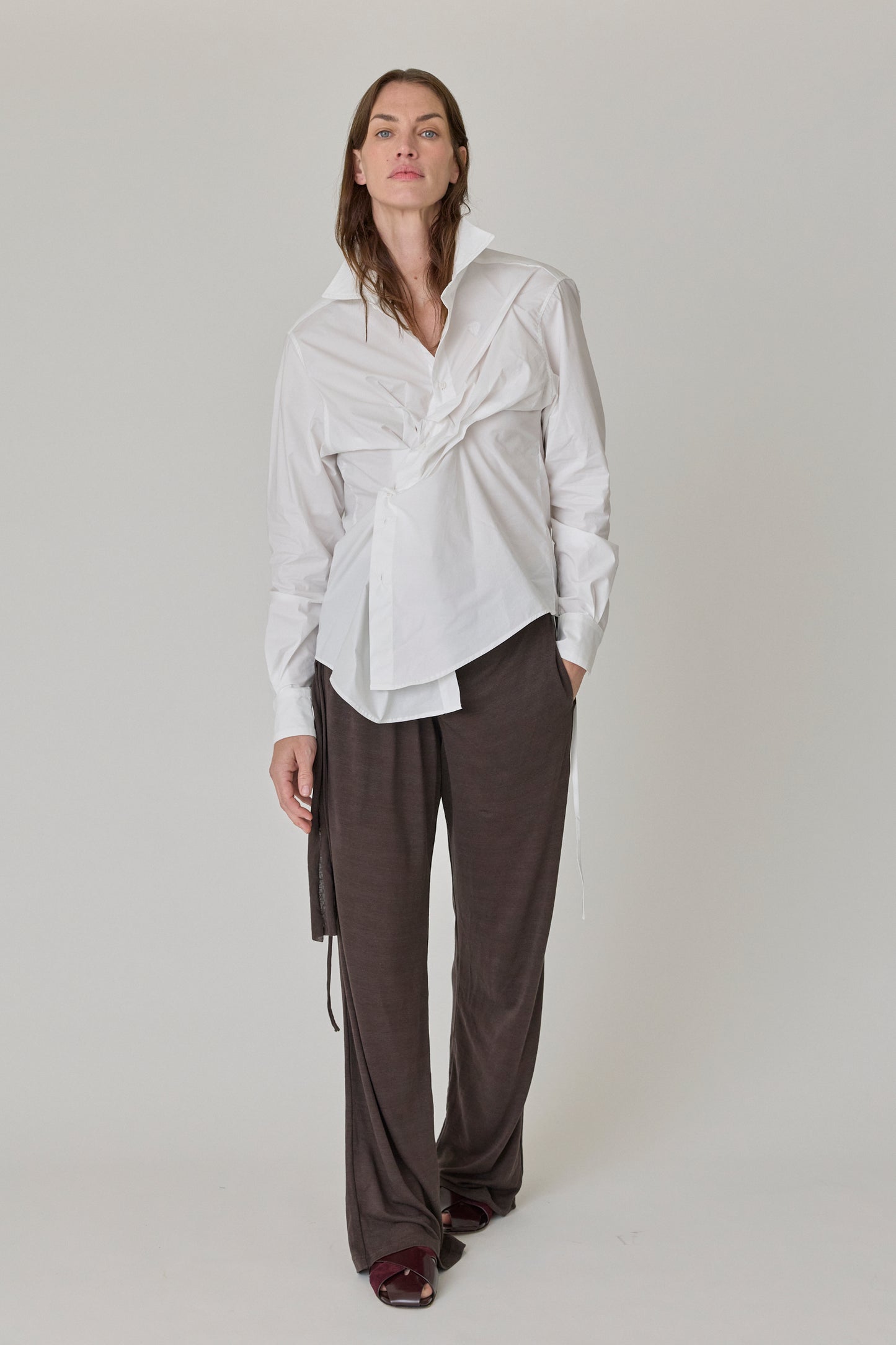 Twisted-Pleat Tailored Shirt