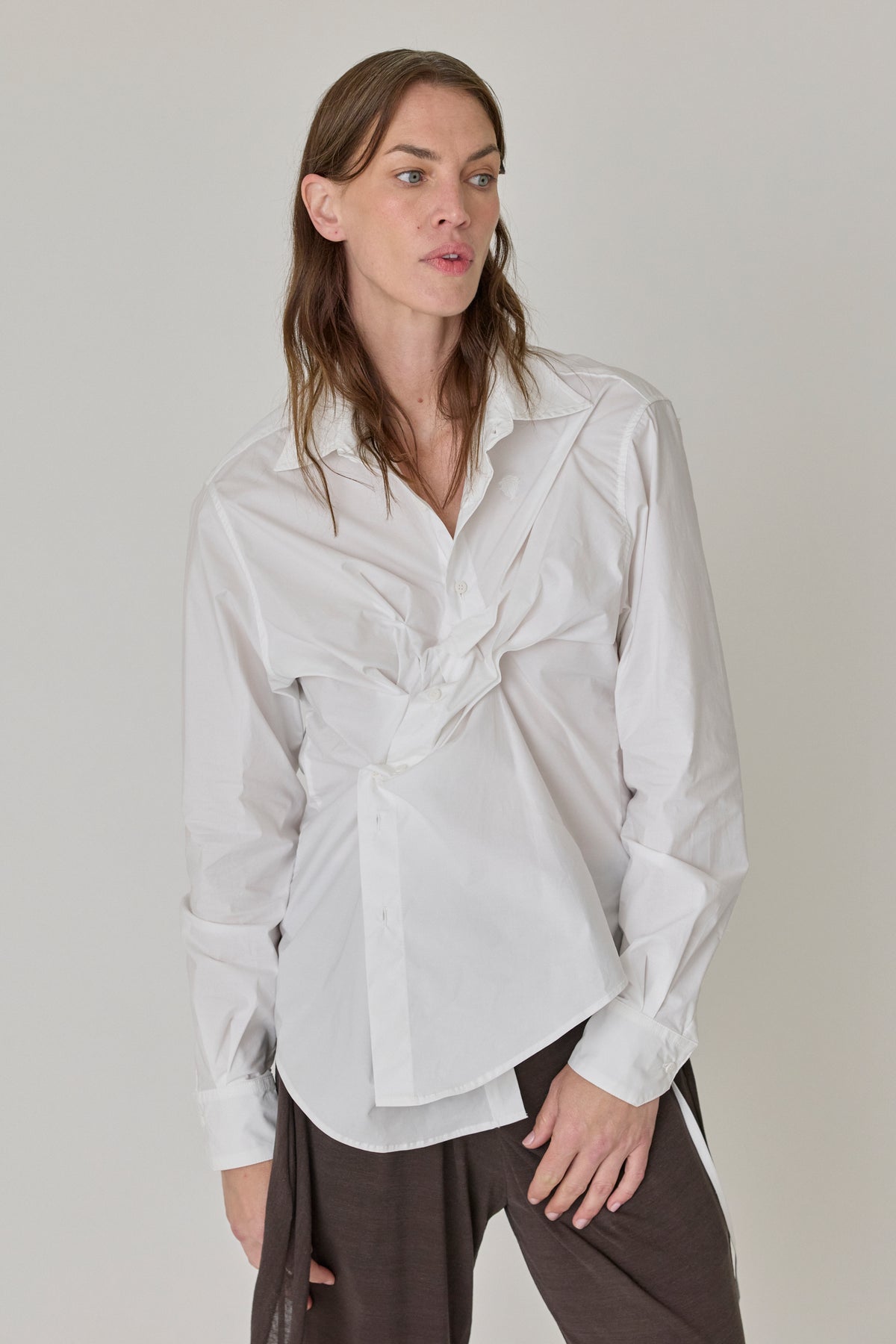 Twisted-Pleat Tailored Shirt