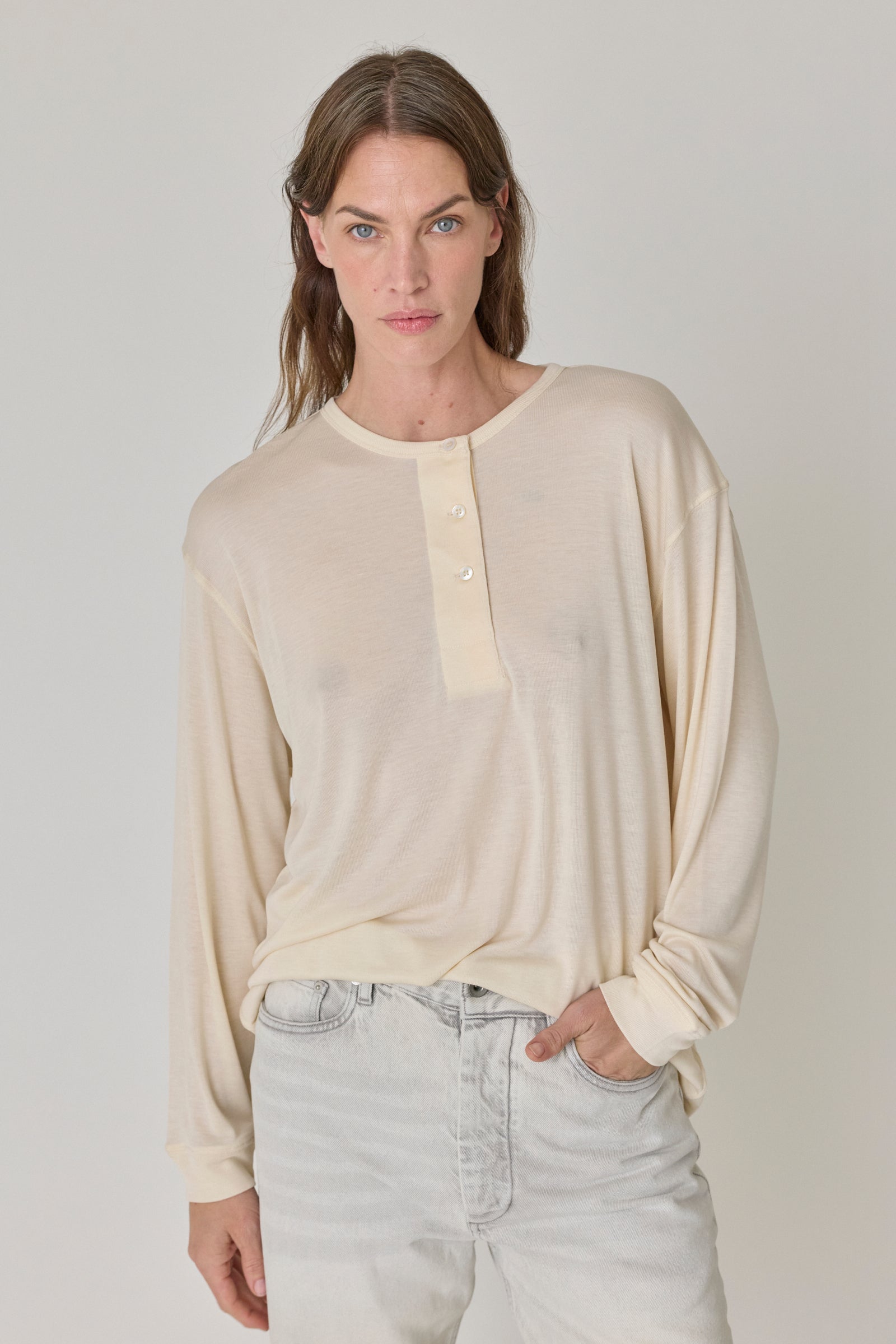 Henley Long Sleeve Top - Canvas
