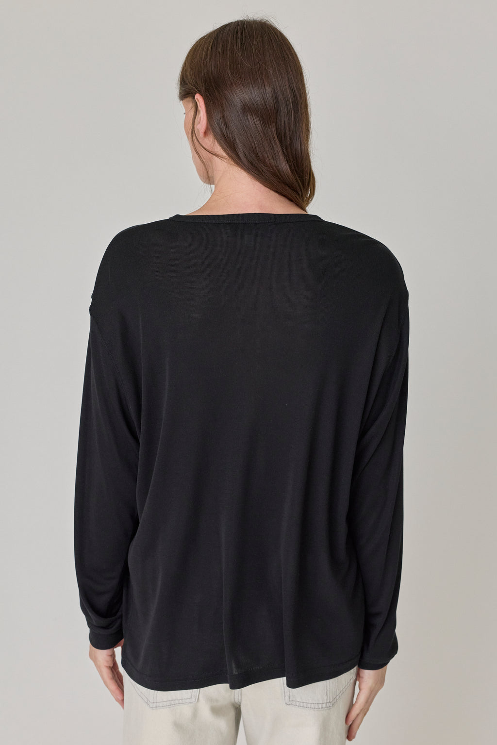 Henley Long Sleeve Top - Black