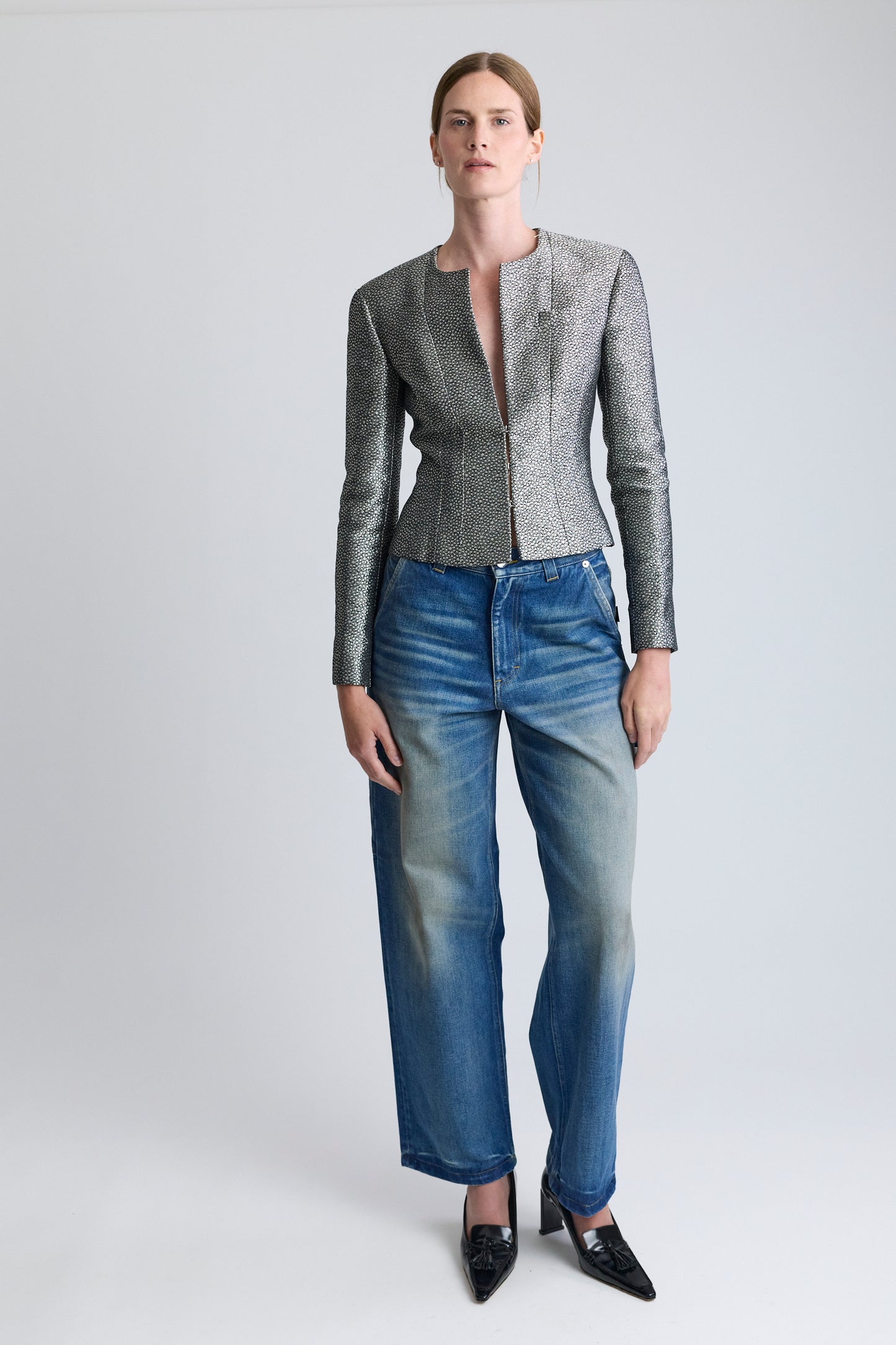Chanel Black and Silver Lurex Jacket, FW 2003