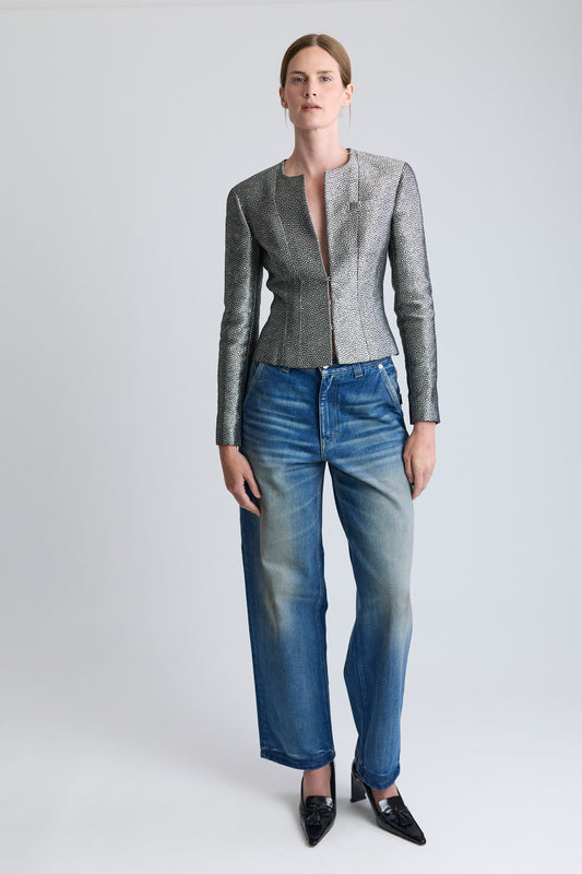 Chanel Black and Silver Lurex Jacket, FW 2003
