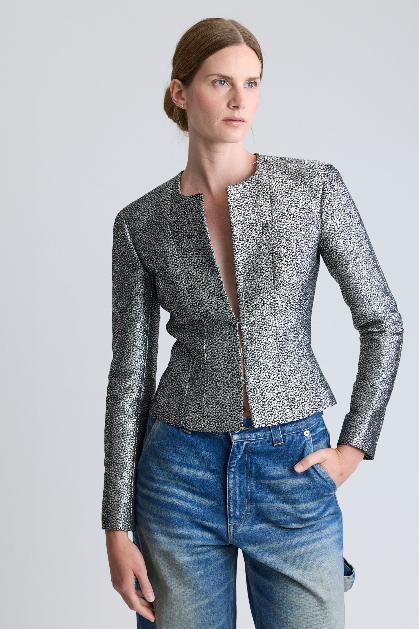 Chanel Black and Silver Lurex Jacket, FW 2003