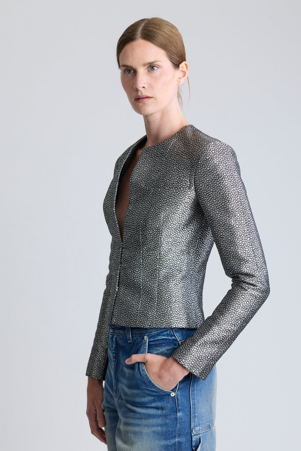 Chanel Black and Silver Lurex Jacket, FW 2003